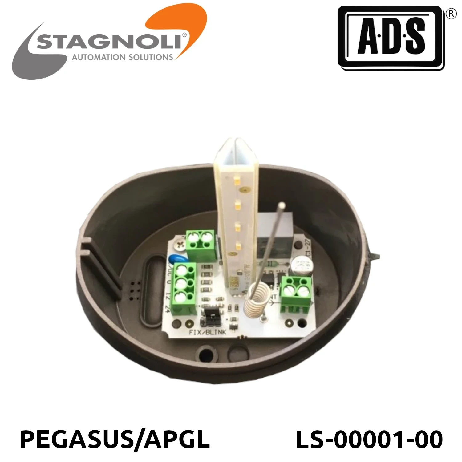 LAMPARA DESTELLANTE LED AMARILLO 12-24-220V MARCA STAGNOLI MOD.PEGASUS